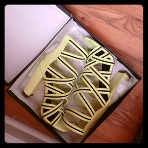 Lime and Black Strappy Heels